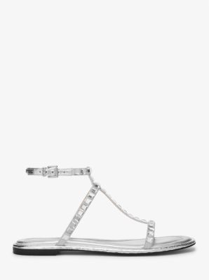 Celia Crystal Embellished Metallic Flat Sandal image number 1