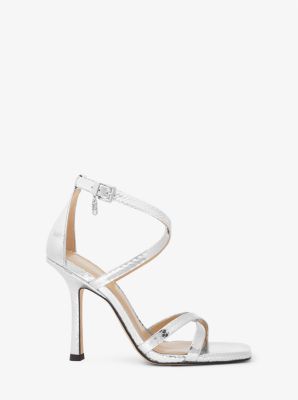 Celia Metallic Snake Embossed Leather Sandal