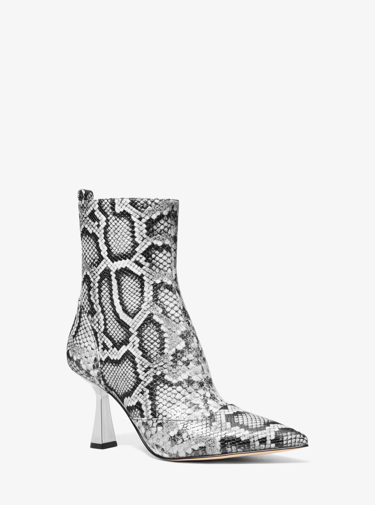 MK Clara Snake Embossed Leather Ankle Boot - Black - Michael Kors