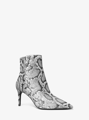 Engraved black python leather boots