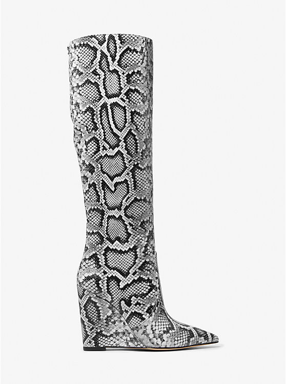 Isra Snake Embossed Leather Wedge Boot image number 1