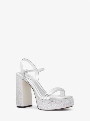 Laci Embellished Metallic Leather Platform Sandal