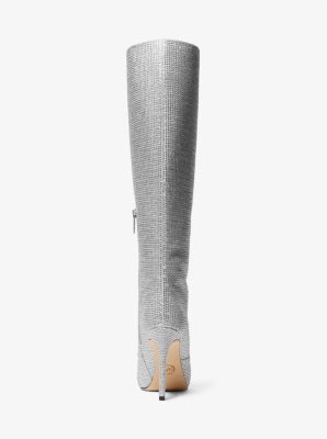Rue Embellished Glitter Chain-Mesh Knee Boot | Michael Kors