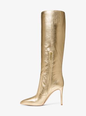 Kniehoher Stiefel Rue aus Leder in Metallic-Optik image number 2