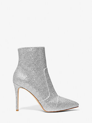 Rue Embellished Glitter Chain-Mesh Ankle Boot