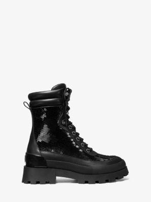 Rowan Embellished Leather Lace Up Boot Michael Kors