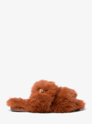 Michael kors faux hot sale fur slide sandals