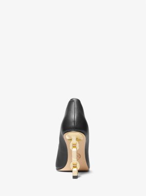 Michael Kors Tenley Empire Logo Embellished Leather Pump: BLK –