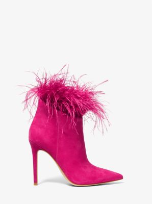 Whitby Feather Trim Suede Ankle Boot | Michael Kors