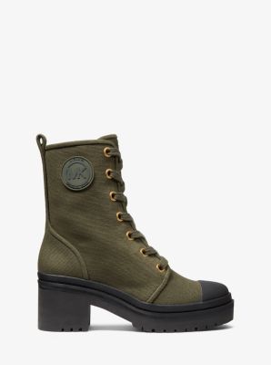 Corey Canvas Combat Boot in IVY | Michael Kors