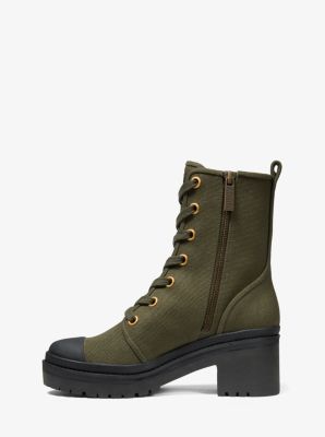 Corey Canvas Combat Boot in IVY | Michael Kors