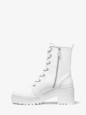 Corey Canvas Combat Boot in OPTIC WHITE | Michael Kors