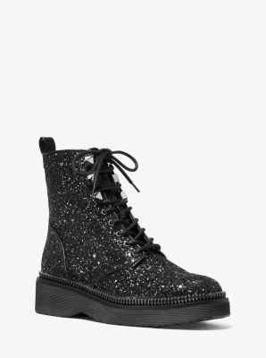 black glitter combat boots