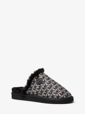 Janis Faux Fur-Lined Logo Jacquard Slipper | Michael Kors