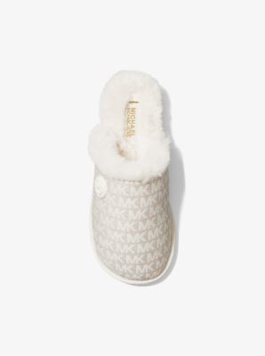 Zapatilla Janis con forro de pelo sint&eacute;tico y jacquard con logotipo in NATURAL | Michael Kors