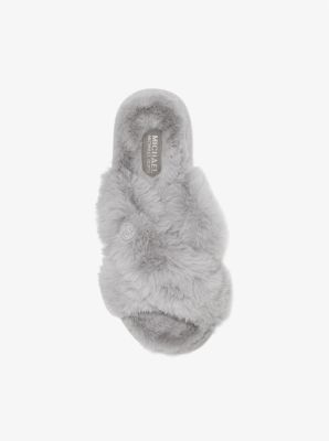 Michael kors fuzzy slides on sale