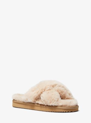 michael kors faux fur slippers