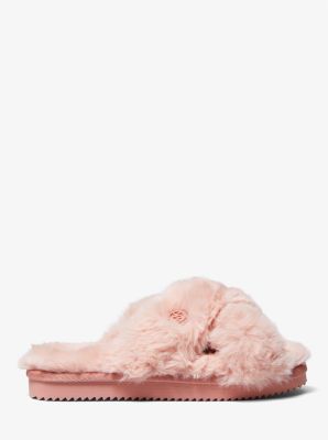 michael kors faux fur slide sandals