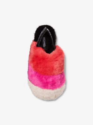 Michael kors pink sale fur slippers