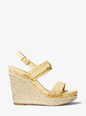 Farrah Signature Logo Wedge Sandal in BUTTERCUP | Michael Kors