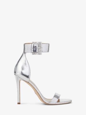 Giselle Metallic Snake Embossed Leather Sandal | Michael Kors