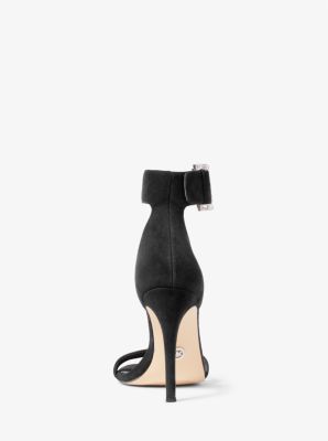Giselle Crystal Embellished Suede Sandal in BLACK | Michael Kors