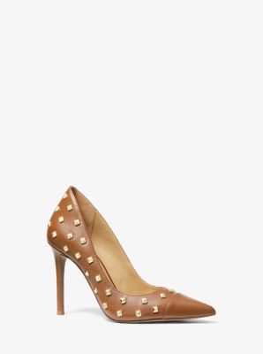 Michael Kors Tenley Empire Logo Embellished Leather Pump: BLK –