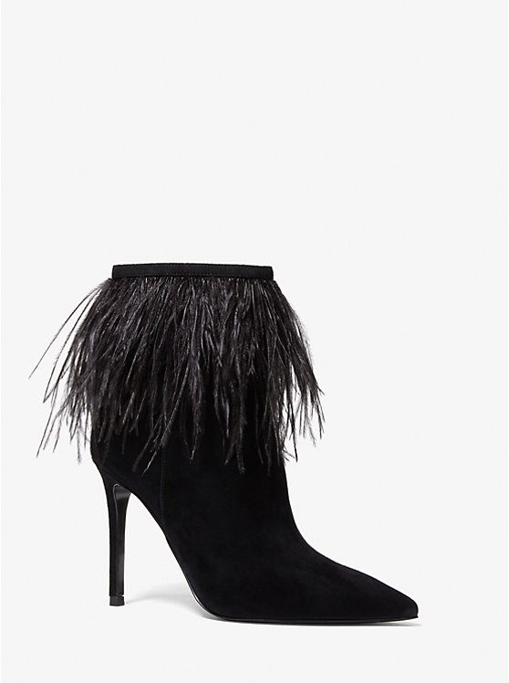 Meena Feather Embellished Suede Ankle Boot image number 0