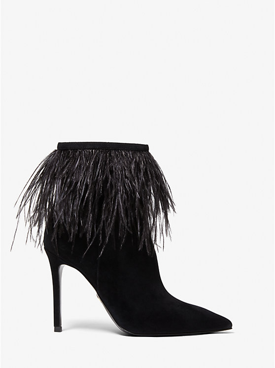 Meena Feather Embellished Suede Ankle Boot image number 1
