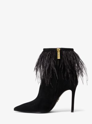 Bottillon Meena en su&egrave;de orn&eacute; de plumes in NOIR | Michael Kors