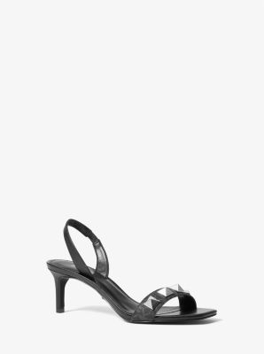 Mila Studded Logo and Leather Sandal Michael Kors