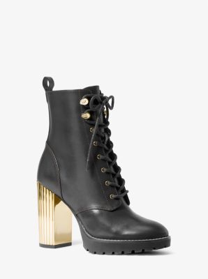 Michael kors black cheap boots with gold zipper