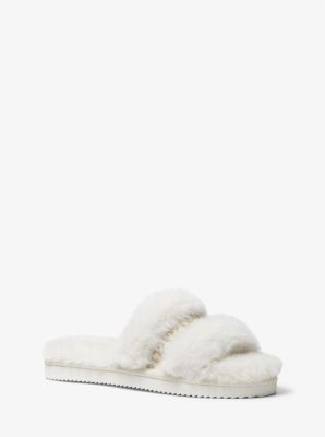 Faux Fur Slide Slippers - Open Toe 