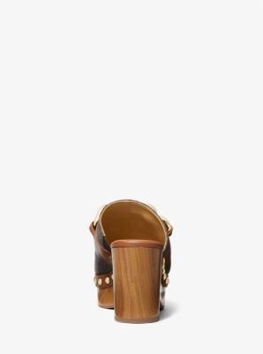 Sabot &agrave; plateforme Scarlett &agrave; logo orn&eacute; in BRUN | Michael Kors