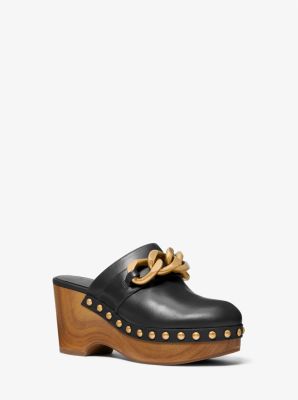 Scarlett Embellished Leather Platform Clog Michael Kors Canada