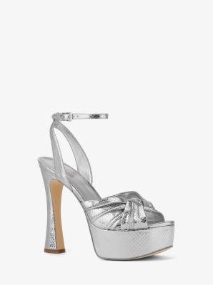 Selena Metallic Snake Embossed Leather Platform Sandal | Michael Kors