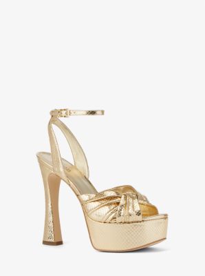 passend De kamer schoonmaken welvaart Selena Metallic Snake Embossed Leather Platform Sandal | Michael Kors