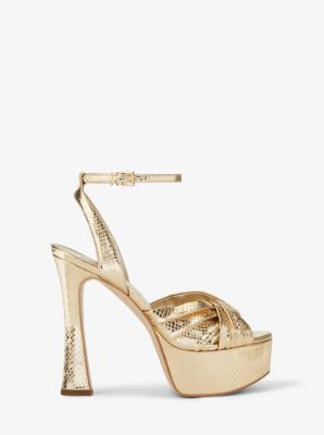 Selena Metallic Snake Embossed Leather Platform Sandal image number 1