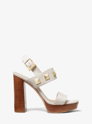 Wren Studded Leather Platform Sandal in LT CREAM | Michael Kors