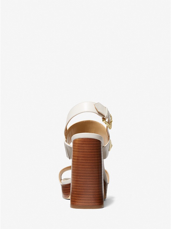 Wren Studded Leather Platform Sandal Lt Cream