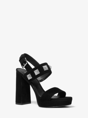 Wren Studded Suede Platform Sandal in BLACK | Michael Kors