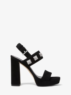 Wren Studded Suede Platform Sandal in BLACK | Michael Kors