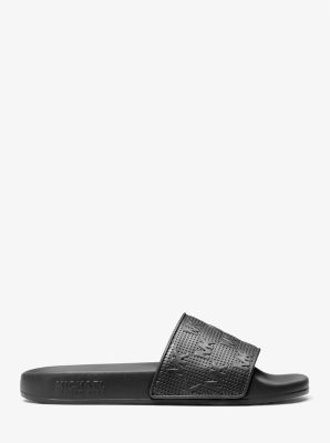 Michael kors slides hot sale black and white