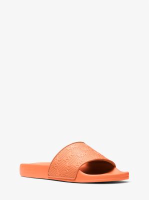 Gilmore Logo Embossed Faux Leather Slide Sandal | Michael Kors