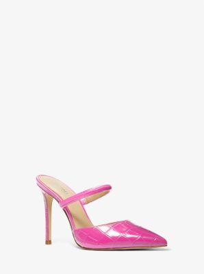 Jessa Crocodile Embossed Leather Mule Michael Kors