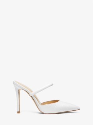 Mule Jessa de piel con motivo de cocodrilo en relieve in BLANCO INTENSO | Michael Kors