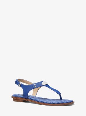 Shop Michael Kors Logo Plate Sandal In Blue
