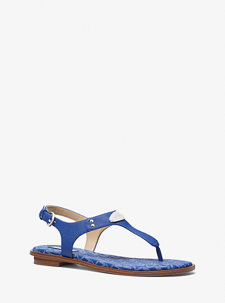 Shop Michael Kors Logo Plate Sandal In Blue