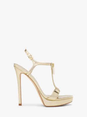 Berkley Metallic Snake Embossed Leather Stiletto Sandal