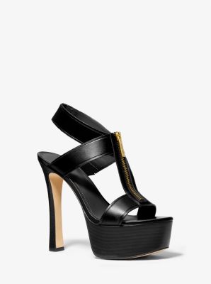 Michael Kors Berkley Leather Platform Sandal In Black